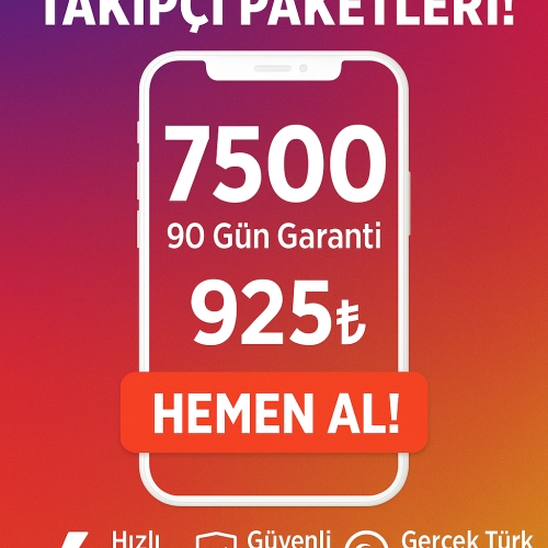  7500 Adet İnstagram Türk Takipçi 90 Gün Garantili